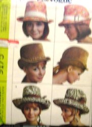 9175 1968 TOPPER, BOWLER, COWBOY, FEDORA HAT PATTERN SM-LG